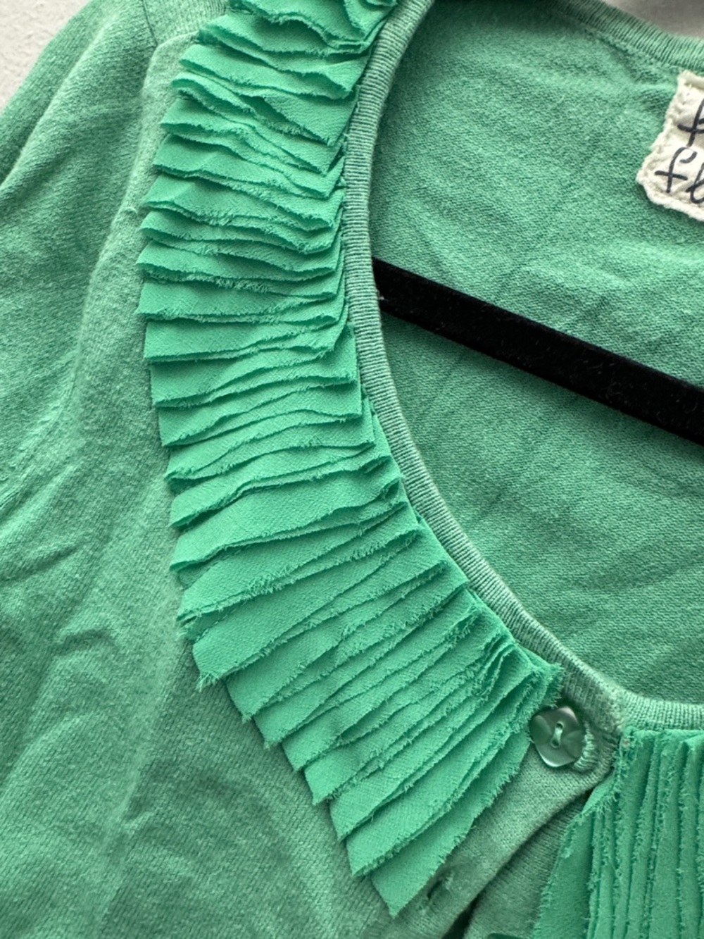 Field Flower Green Ruffle Collar Cardigan Sweater - Picture 4 of 7